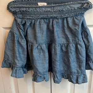 Ruffle Denim Skirt